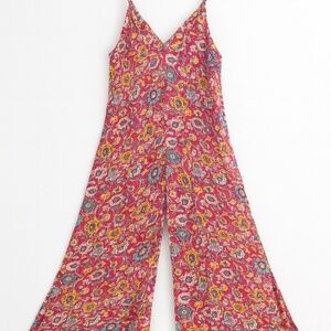 Xhilaration Floral Wide-Leg Jumpsuit with Tassel Tie Straps – Size Large